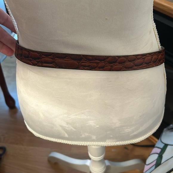 Vintage Crocodile Look Cowhide Leather Made in Paris Belt With Brass Buckle - Picture 3 of 9